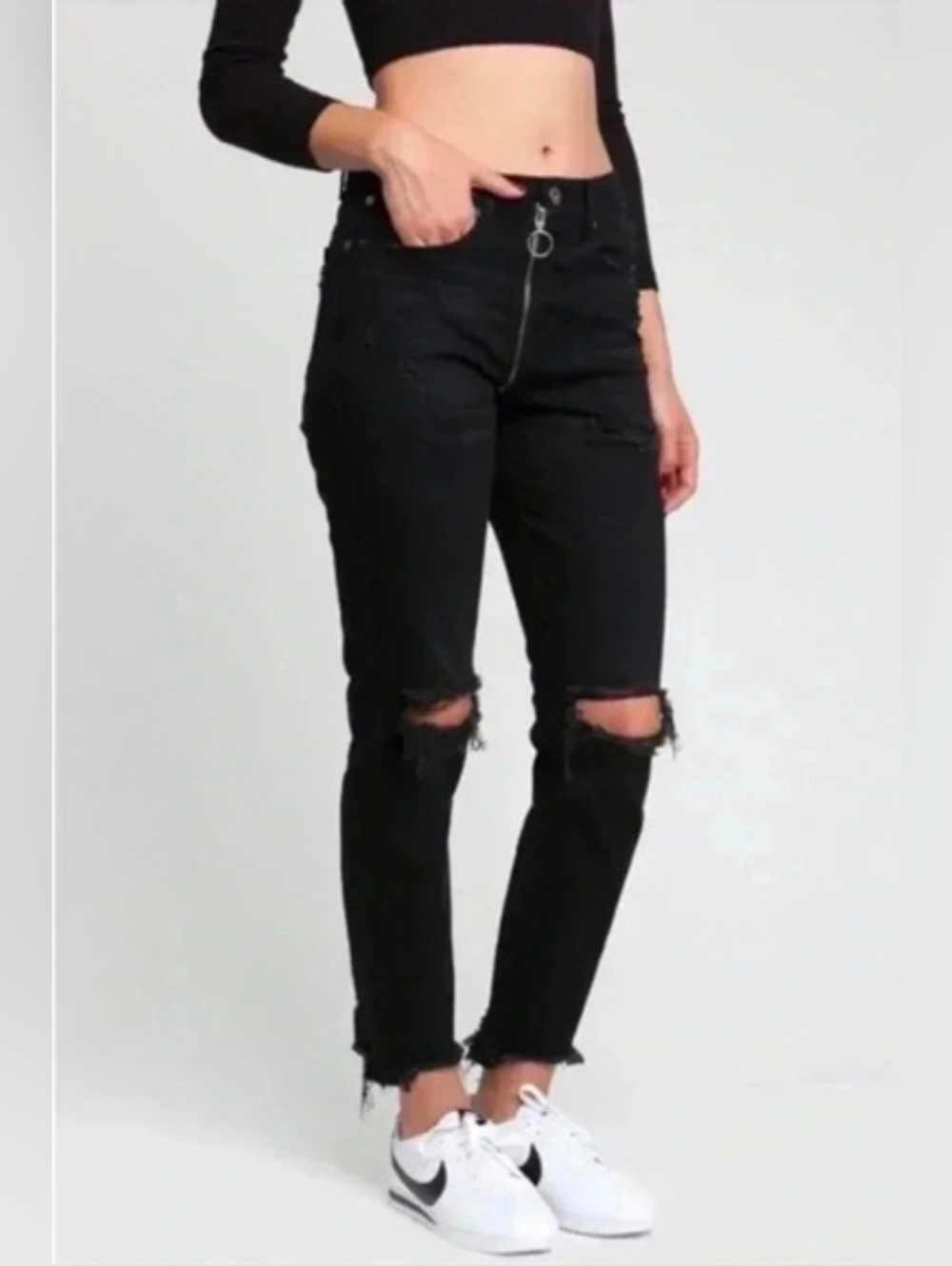 Pistola Distressed Nico Into The Void Black Zip Jeans